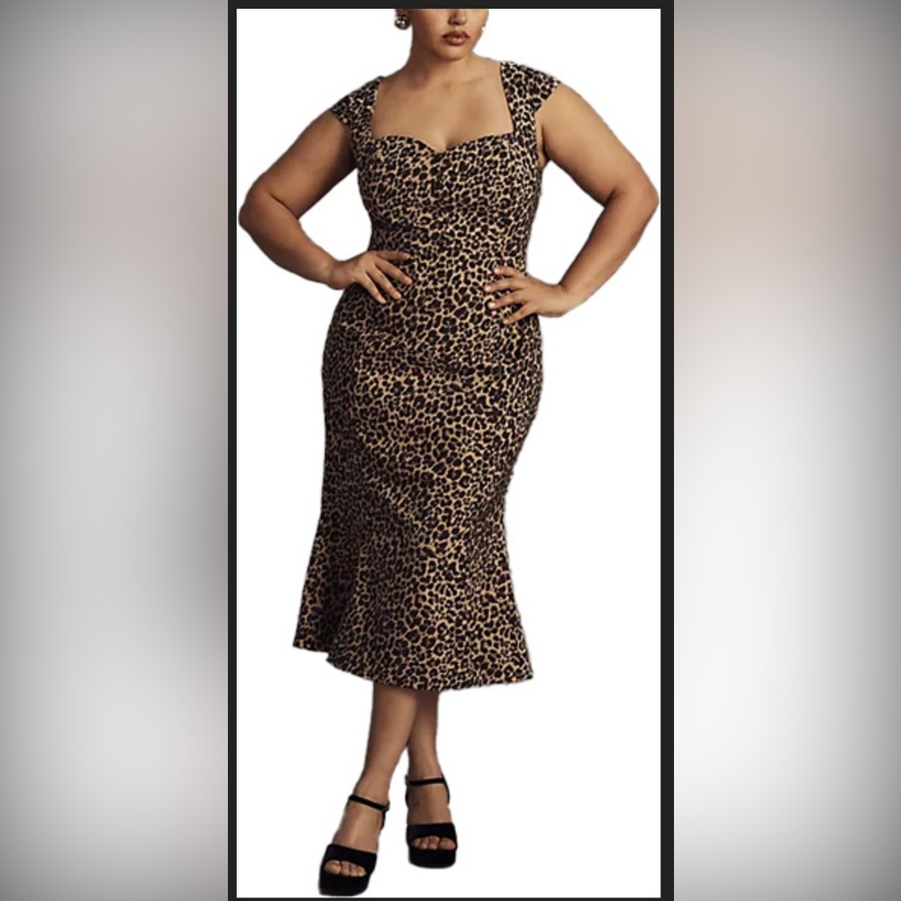 Leopard Print Midi Dress - Brown
